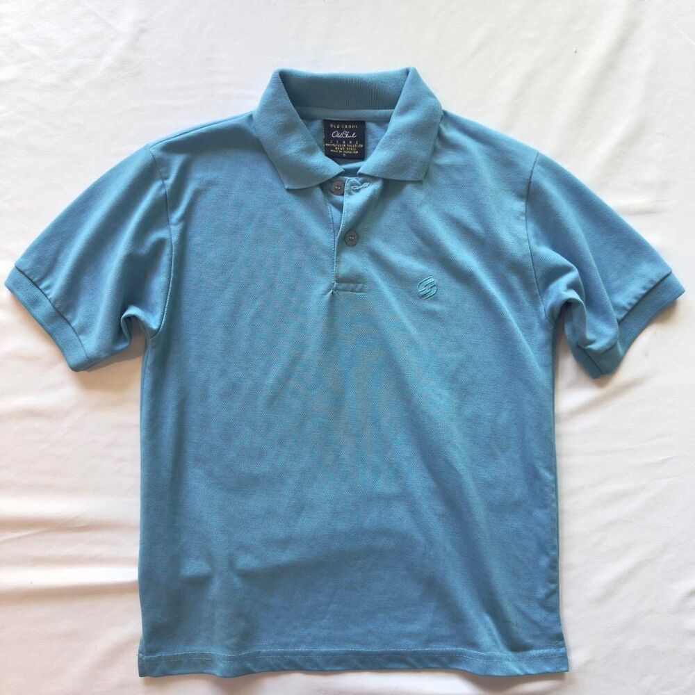 old skool jeans vintage y2k light blue fitted polo baby tee